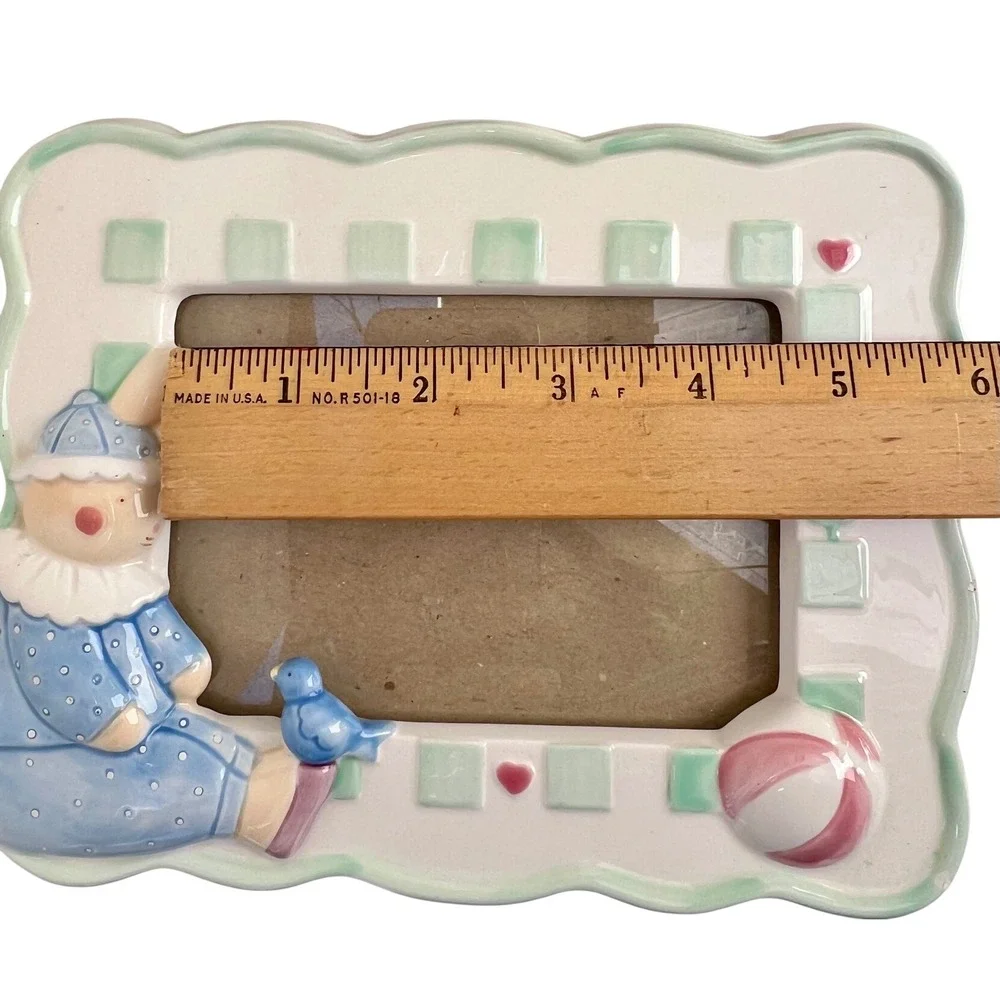 Picture Frame Ganz Ceramic Bunny‎ 4x6 Nursery Decor Garden Theme Mint Green